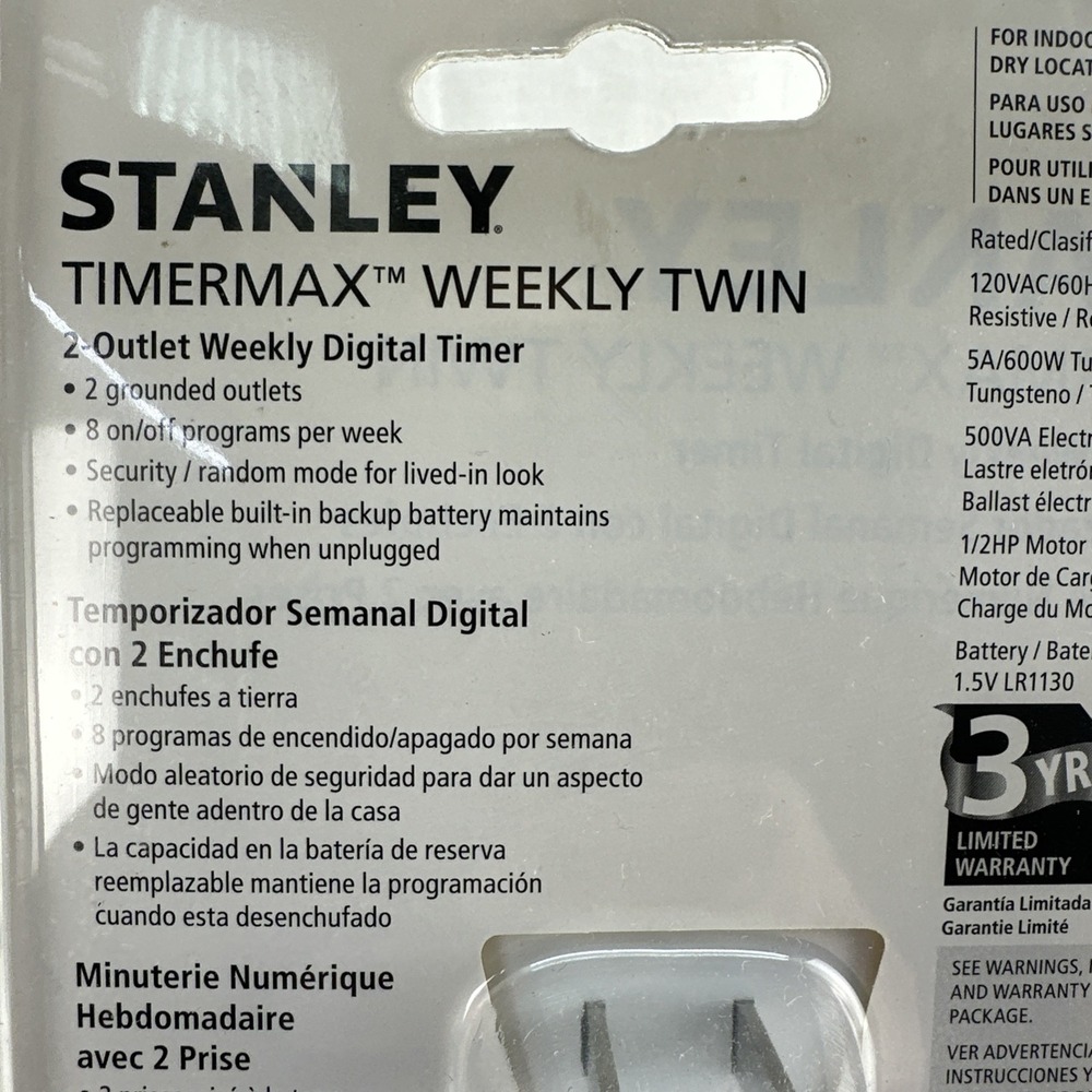 Stanley Timermax Programable Digital Indoor Weekly Timer NEW - Picture 5 of 8